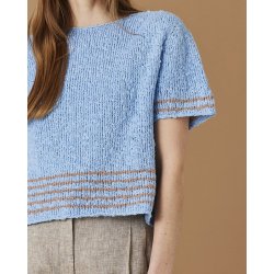 T-shirt med sadelskulder &amp; striber  Gratis med k�b af garn til opskriften.